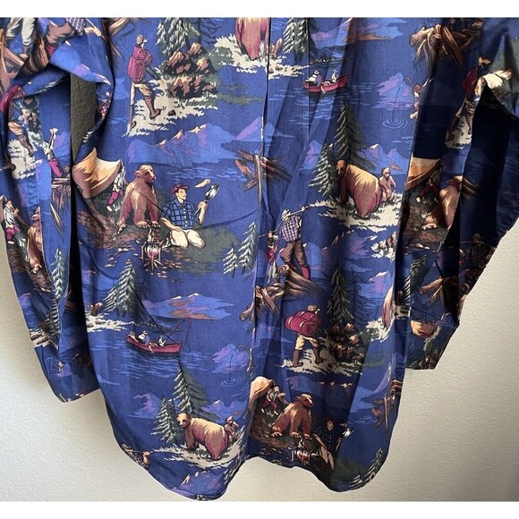 Rare! Vtg Chaps Ralph Lauren Mens XL Button Down Long Sleeve Shirt Outdoors Bear - Picture 9 of 10